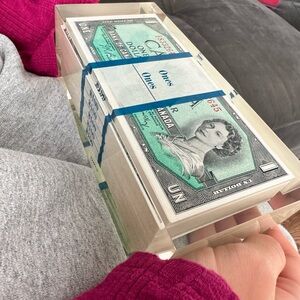 Vintage Lucite  Paperweight Money Stack Paperweight